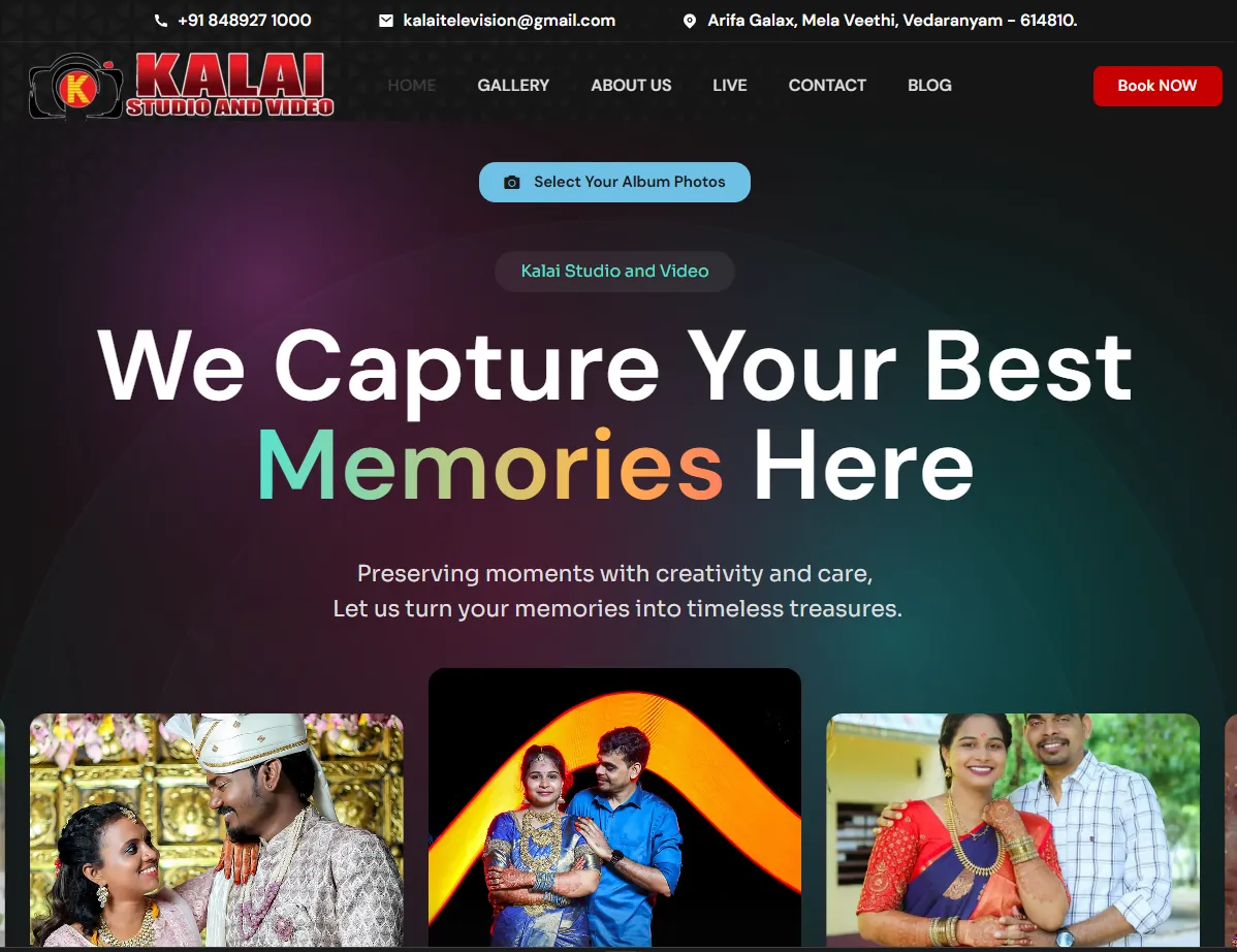 Kalai Studio and Video website preview